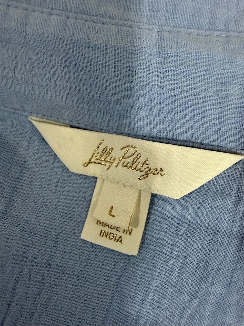 Lilly Pulitzer Blue Cotton Gauze Oversized Tunic Blouse Top Size L - Picture 5 of 9